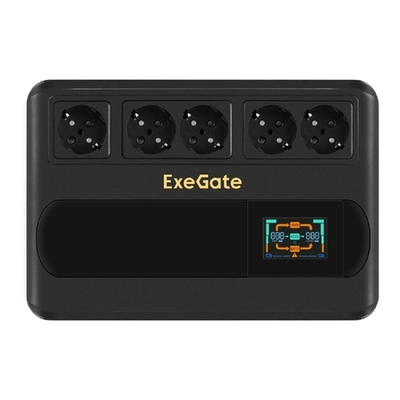 Exegate EX295684RUS ИБП ExeGate NEO Smart BU-600.LCD.AVR.5SH <600VA/360W, цветной LCD-дисплей, AVR, 5*Schuko, Black>