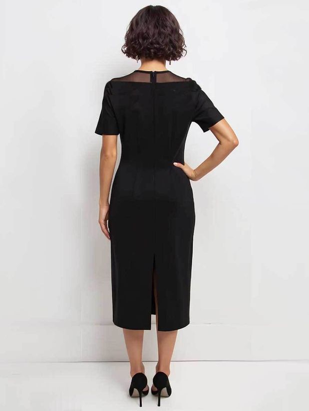 Платье вечернее со вставкой на груди, черное