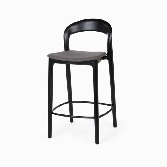 Полубарный стул Canada темное дерево и серая ткань