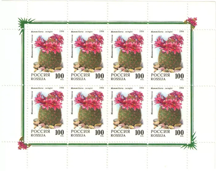 Лист марок 1994 «Комнатные растения: кактус Маммиллярия Свингла»