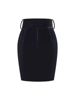 Юбка мини драпированная из бархата с ремнем