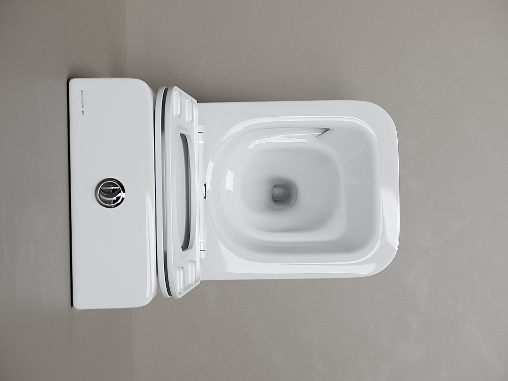 Унитаз напольный Ceramica Nova Cubic CN1803T-B/CN1803T-T белый, безободковый, с крышкой микролифт, слив торнадо