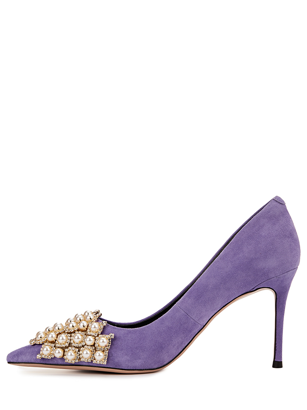 Женские туфли сиреневые с жемчугом