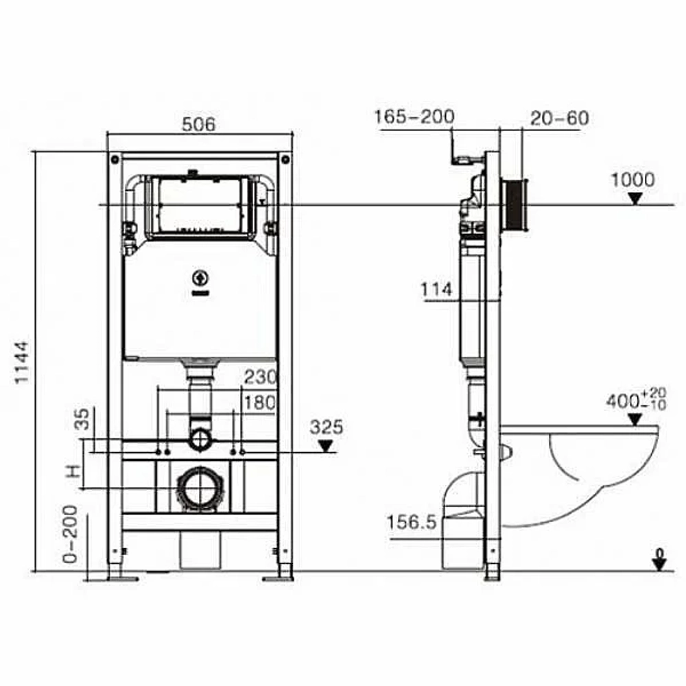 Унитаз с инсталляцией WeltWasser AMBERG 506 + KEHLBACH 004 GL-WT + AMBERG RD-MT CR