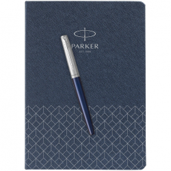 Подарочный набор: Ручка перьевая Parker Jotter Royal Blue CT, Mblue и Ежедневник недатированный, синий