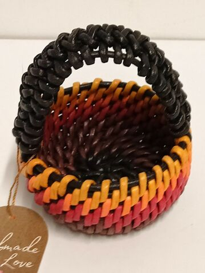 Корзинка плетёная "Градиент" для мелочей из бумажной лозы, ширина 10,5 см,высота 5 см(без ручки) и высота с ручкой 12 см