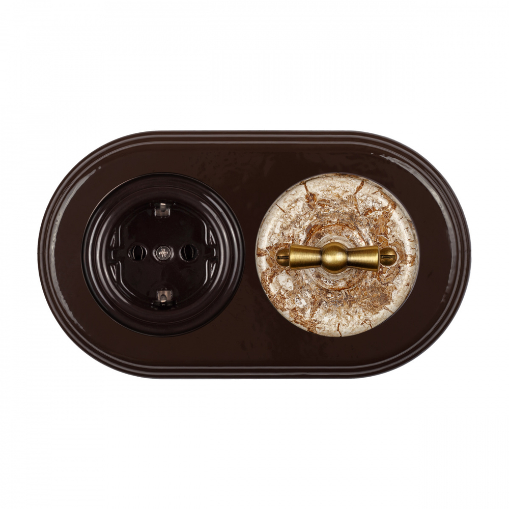 Рамка 2-х постовая, керамика, цвет коричневый BF2-620-02