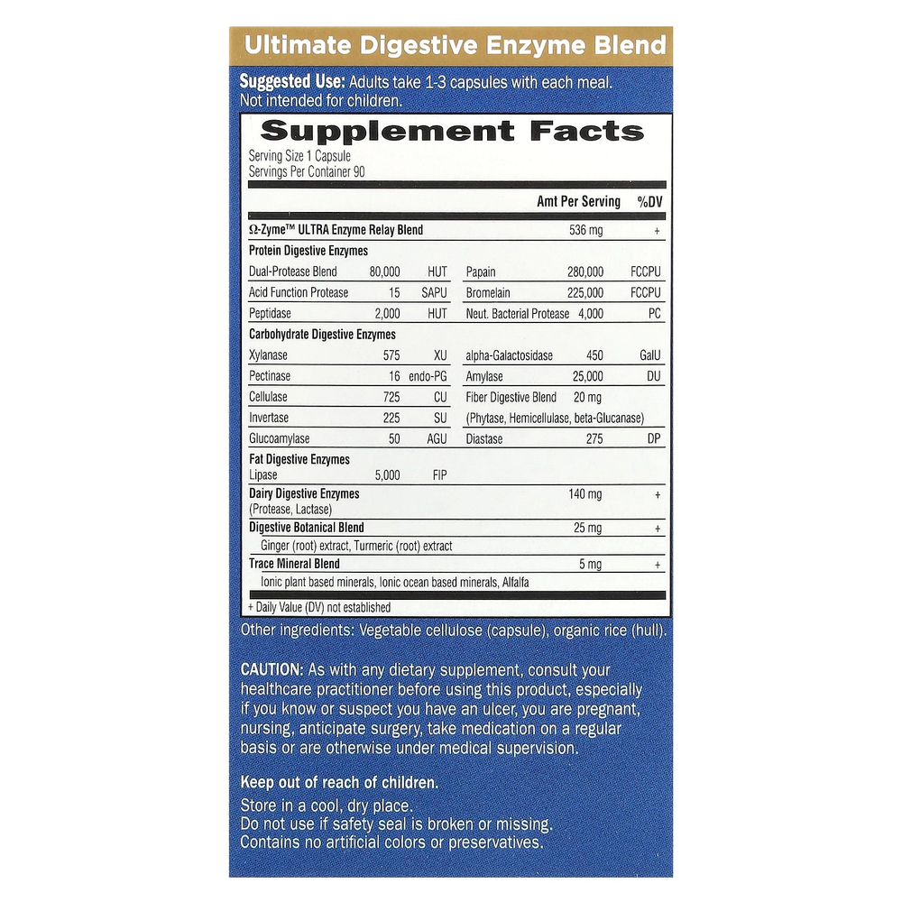 Garden of Life, O-Zyme Ultra™, идеальная смесь пищеварительных ферментов, 90 вегетарианских капсул UltraZorbe™