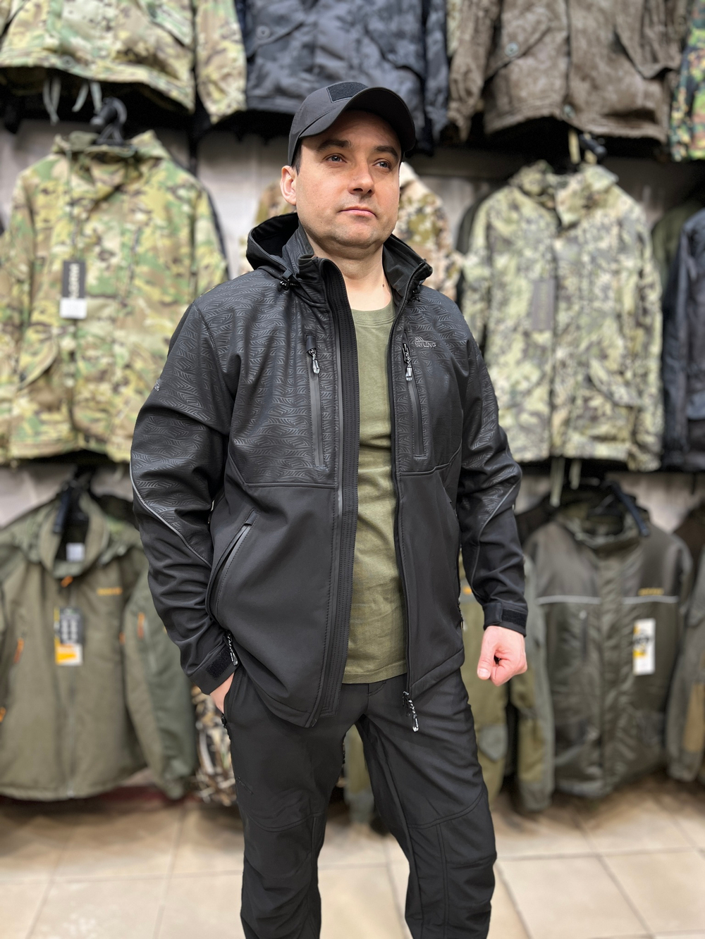 Костюм GRAYLING Беринг демисезонный, софтшелл мембрана 10000/10000, чёрный