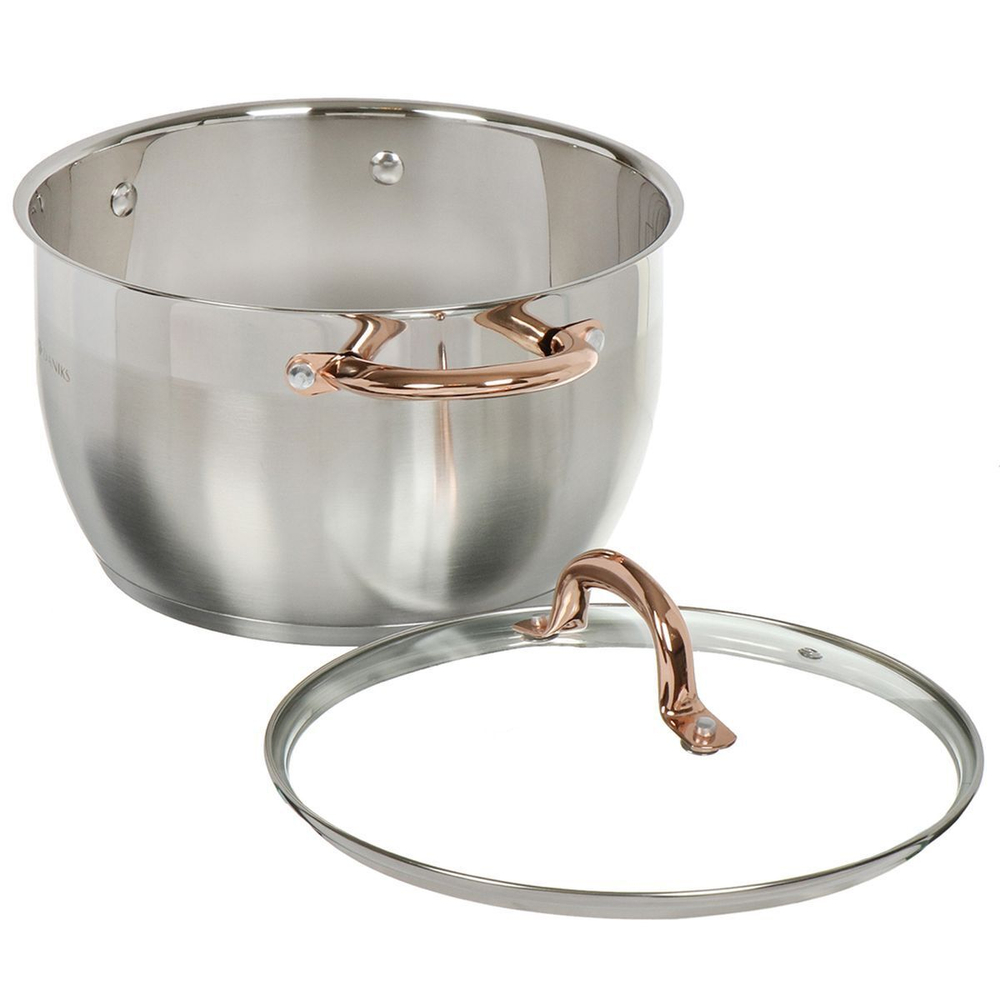 Кастрюля нерж, 5.9 л, с крыш, Daniks, Мадрид Gold, SD-324G, индукц