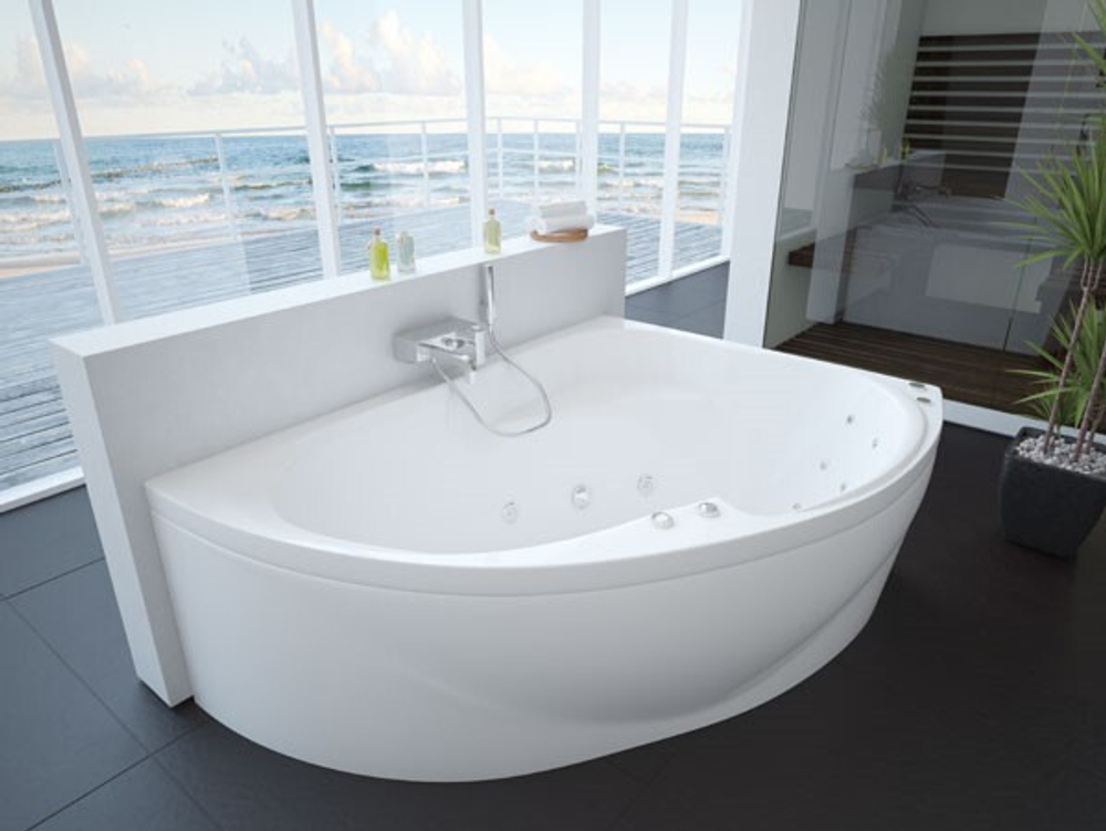 Акриловая ванна Aquatek (Акватек) Альтаир 158x120 R, с каркасом, с фронтальной панелью, со сливом-переливом