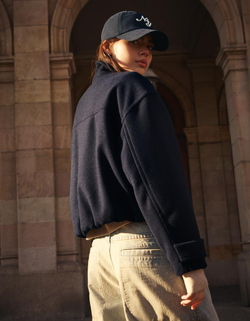 BERSHKA Мягкая куртка на молнии, темно-синий