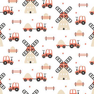 Buy nursery fabric car farm tractor beige