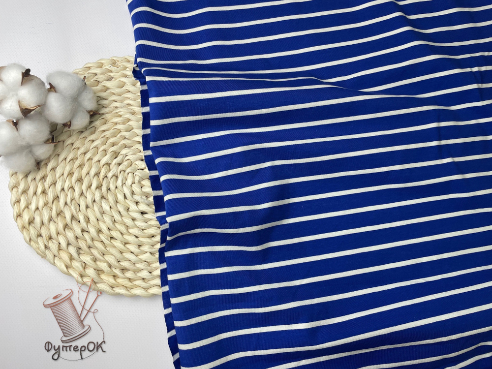 Кулирка с лайкрой ПОЛОСКА НА ВАСИЛЬКЕ