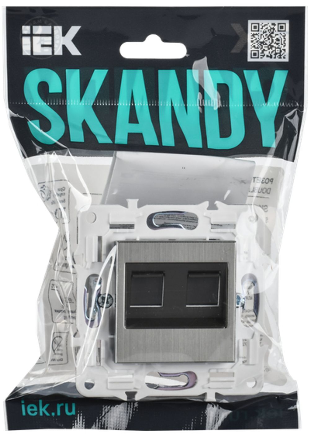 SKANDY Розетка компьютерная двойная RJ45 кат.6 SK-K04N металл никель IEK