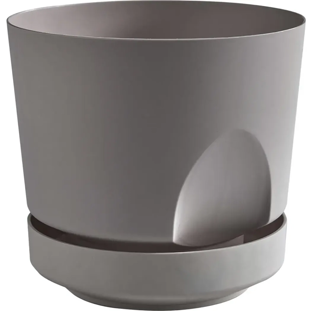 Кашпо для цветов пластиковое 0,8л d-12см «Тренд»с поддоном Серый жемчуг