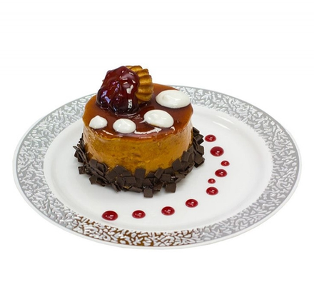 Тарелка Complement пластиковая белая с серебряной ажурной каймой d=190мм 12шт/упак