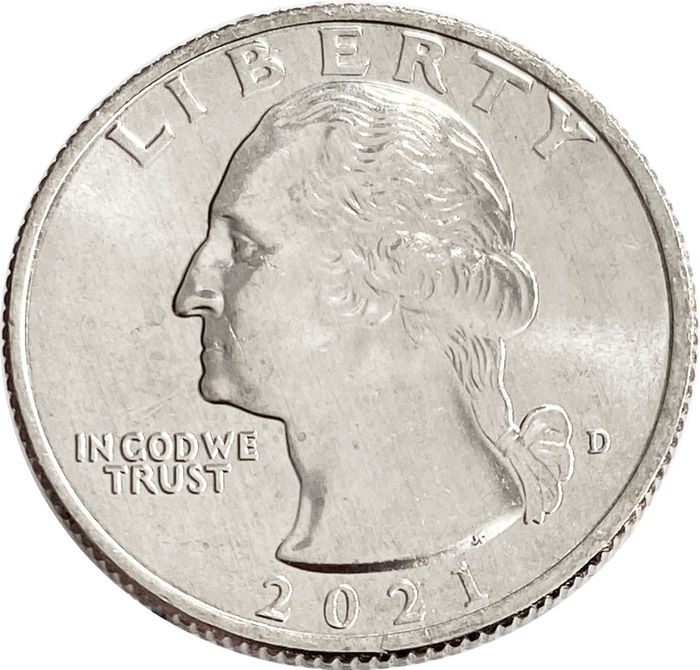 25 центов (1/4 доллара, квотер) 2021 США «Генерал Джордж Вашингтон переправляется через р. Делавэр» (D)