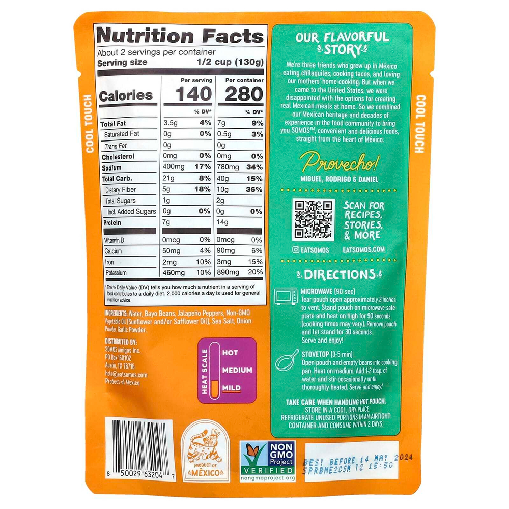 Somos, Пряная жареная фасоль с халапеньо, 283 г (10 унций)
