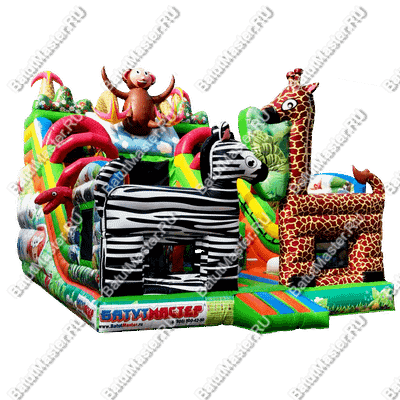Коммерческий надувной батут "Большой зверинец" 9*5,5*7,7 м