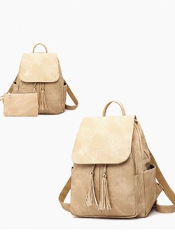 Сумка - рюкзак с косметичкой, женская, 35x28x20см (св.желтый) (0281B-A3)