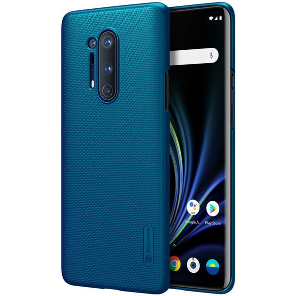 Пластиковый чехол-бампер Nillkin Super Frosted Shield для One Plus 8 Pro (синий)