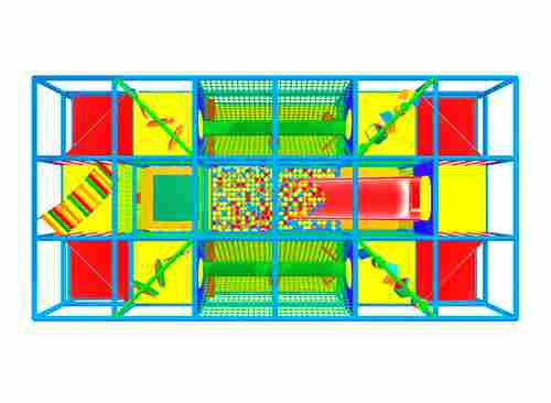 Детский игровой лабиринт с крышей «Страна чудес» 7,38×3,69×3,3 м