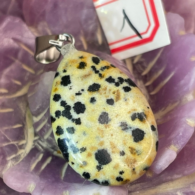 37204 Яшма далматин Кулон капля плоская 25мм