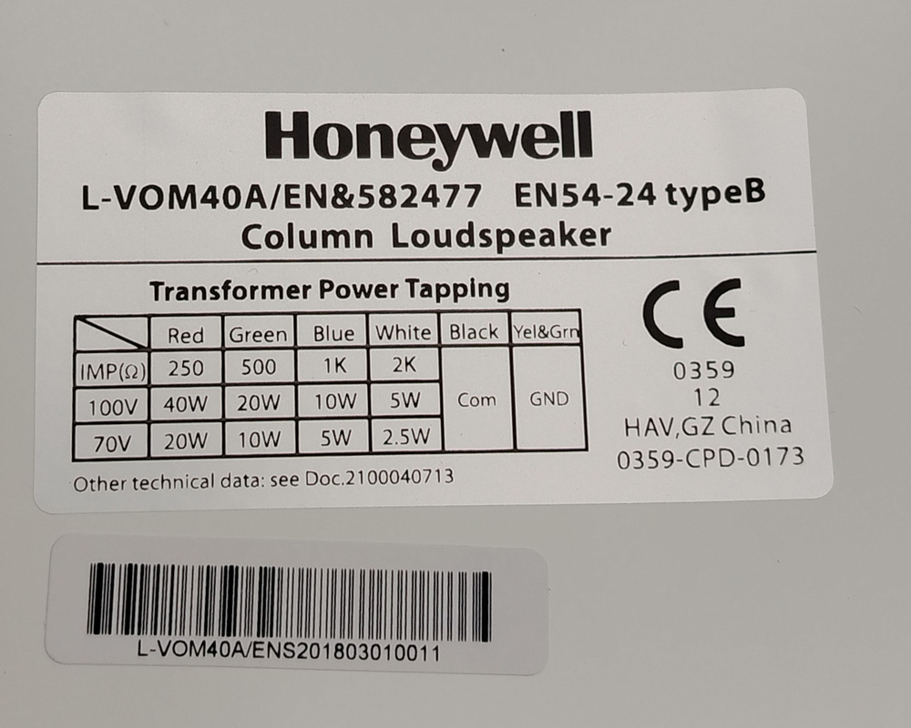 Звуковая колонна Honeywell L-VOM40A/EN 40Вт