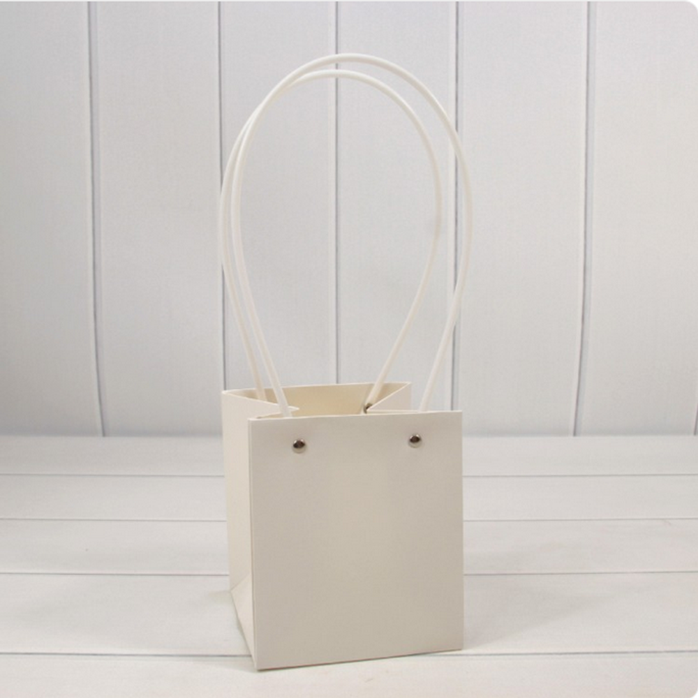 Пакет подарочный 15х13х13 Ваза для цветов (Белый)