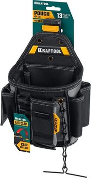 KRAFTOOL KP-13E с быстросъёмным креплением FastClip, 13 карманов и петель, 280 х 200 мм, поясная сумка (38772)