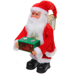 Дед Мороз музыкальный 30 см в красной шубе с подарком, микс (работает от 3*АА - в комплект не входят)