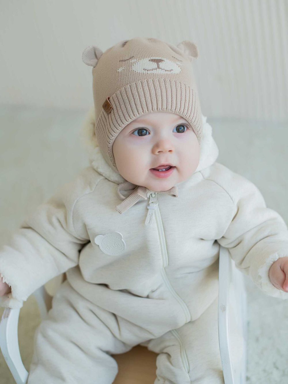 Шапка хлопковая на подкладе "Мишка" 0+