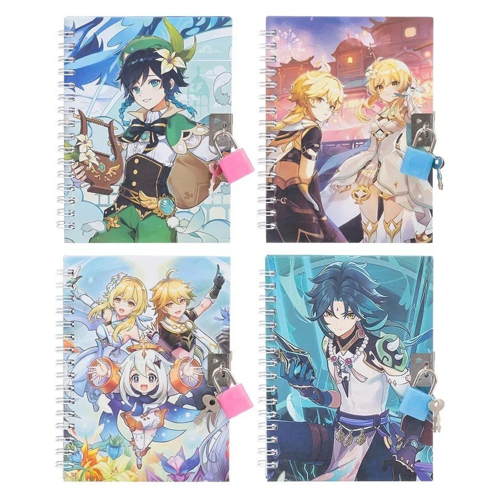 Блокнот детский Basir на замке, формат А6, серия "Аниме", яркая обложка, 48 листов, размер 15*11 см