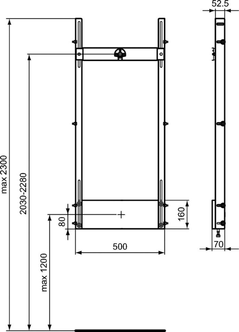 Рама Ideal Standard PROSYS R016767  для монтажа душевого смесителя и верхнего душа