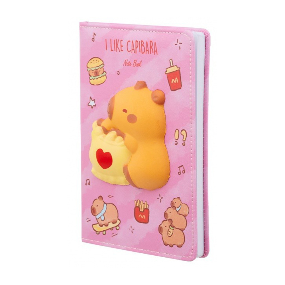 Блокнот детский Basir, формат А5, серия "Капибара-Сквиш", яркая обложка с объемной фигуркой, 80 листов, размер 21*14.3 см
