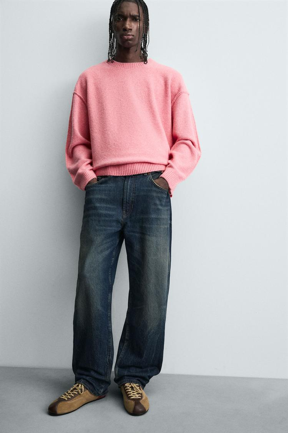 ZARA СВИТЕР С РЕЛЬЕФНЫМИ ШВАМИ, РОЗОВЫЙ