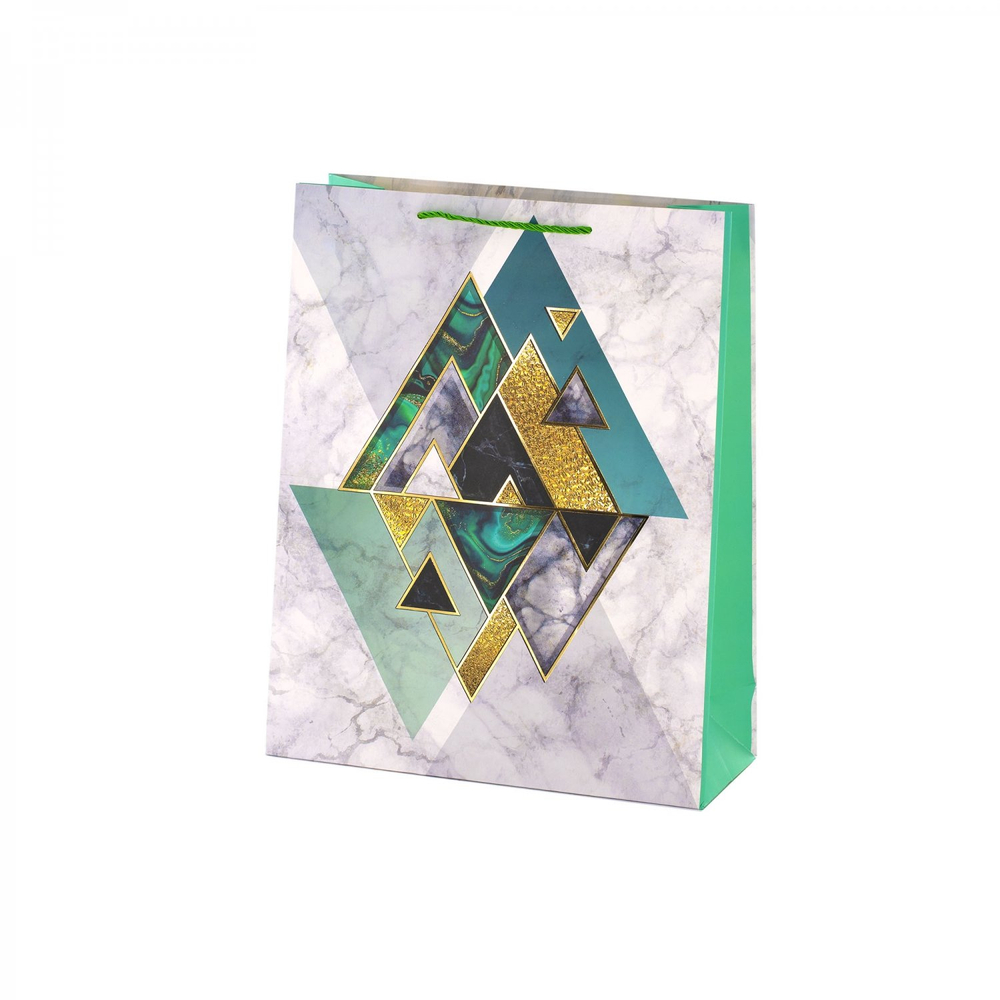 Пакет подарочный бумажный Alingar, (М) 18х24х8,5 см, вертикальный, "Геометрия", мат. ламинация, тиснение, ассорти