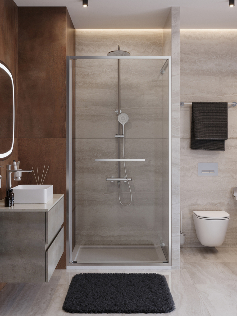 Душевая дверь Cezares LUX-B-FS-1-90-C-CR, 90х195, профиль хром, стекло прозрачное