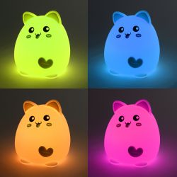 Ночник - светильник светодиодный ЭРА NLED-414-2W-BU аккумуляторный мягкий силиконовый белый с синим | Ночники