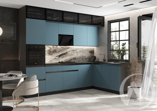 Кухня Техно-6 3;0х1;8м (графит/браш блю/кастилло темный)