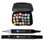 Маркер для скетчинга, двусторонние, Basir, на подставке, четырёхгранные, 14 мм, спиртовые, 24 шт