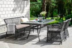 "Катания" обеденная группа плетеная на 4 персоны, цвет графит