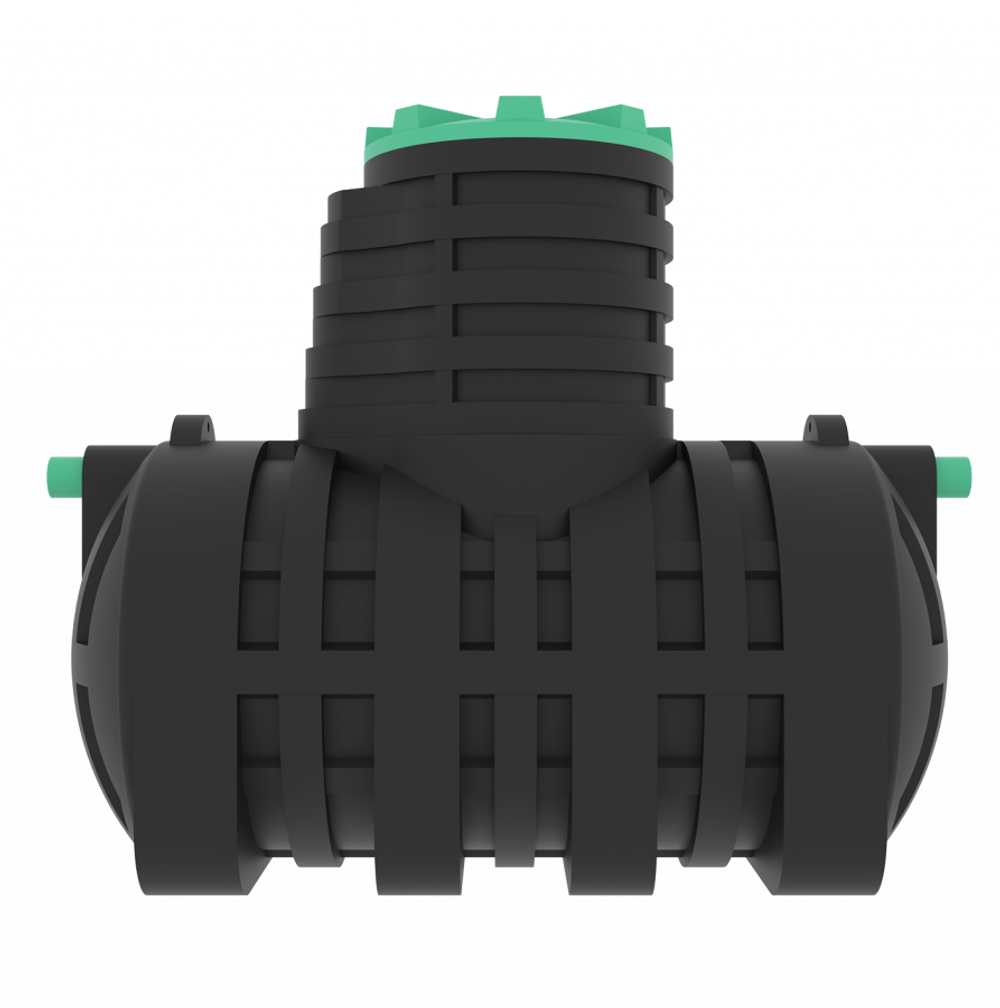 Септик переливной Мультпласт Термит Профи+ 2.0 S 2000 л. горизонтальный / 800 л. в сутки / 3-4 чел. / самотечный сброс (2150x1100x1915см;99кг;черный) - арт.555453