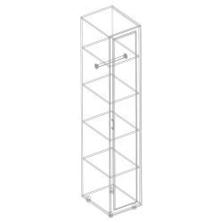 Пенал 1-ств с зеркалом с полками (+штанга) МС "Сандра" (Белый лофт)