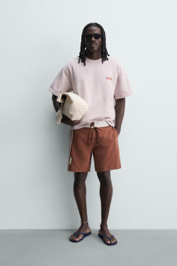 ZARA X PUKAS SURF ДЛИННЫЕ ПЛАВКИ С ПОЛОСАМИ, КОРИЧНЕВЫЙ