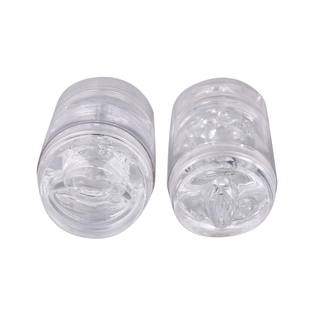 Прозрачный двусторонний мастурбатор Joy Cup - вагина и рот (Цвет: прозрачный)