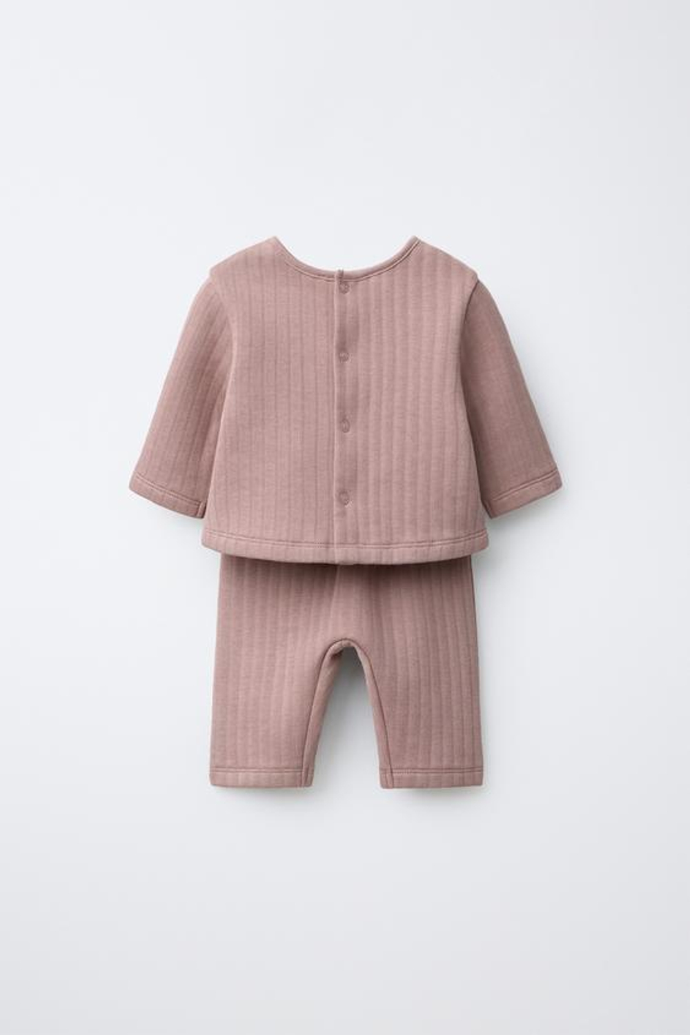 ZARA КОМПЛЕКТ ИЗ КУРТКА-ДЖЕМПЕР 2 В 1 И БРЮК, ЦВЕТ РОЗОВОГО МЕЛА