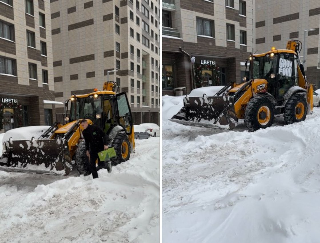 Grow Food вывел курьеров на тракторы из-за снегопада: кейс ситуативного маркетинга