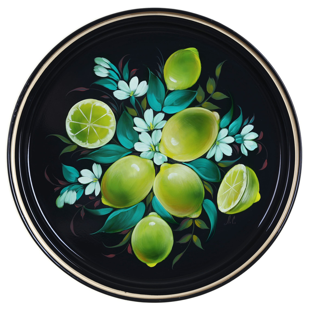 Жостовский поднос декоративный, размер 30 см (A9), металлический